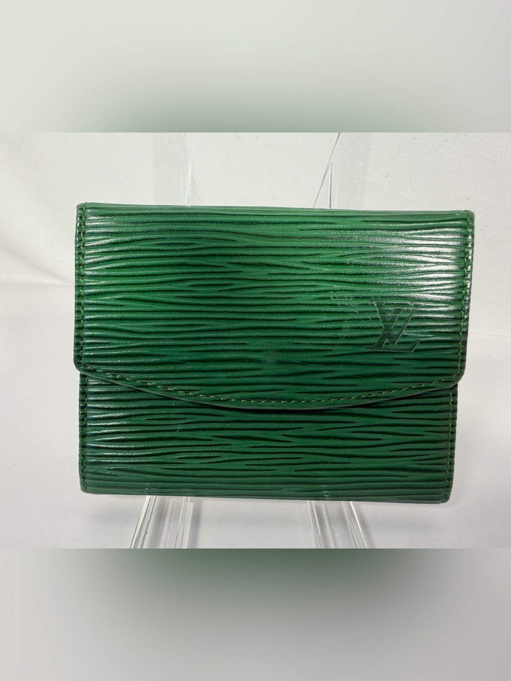 1274: Louis Vuitton Vintage Epi Leather Green Porte Monnaie Coin Wallet